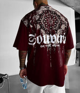 AJRAK PRINTED DROP SHOULDER T-SHIRT